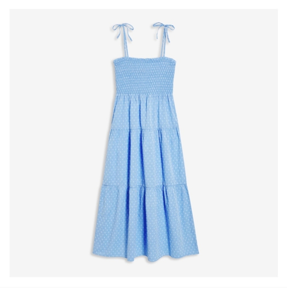Joe Fresh Light Blue Polka Dot Maxi Dress with Tie Straps